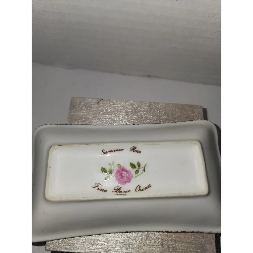 Vintage‎ Summer Rose rectangle trinket dish floral chic